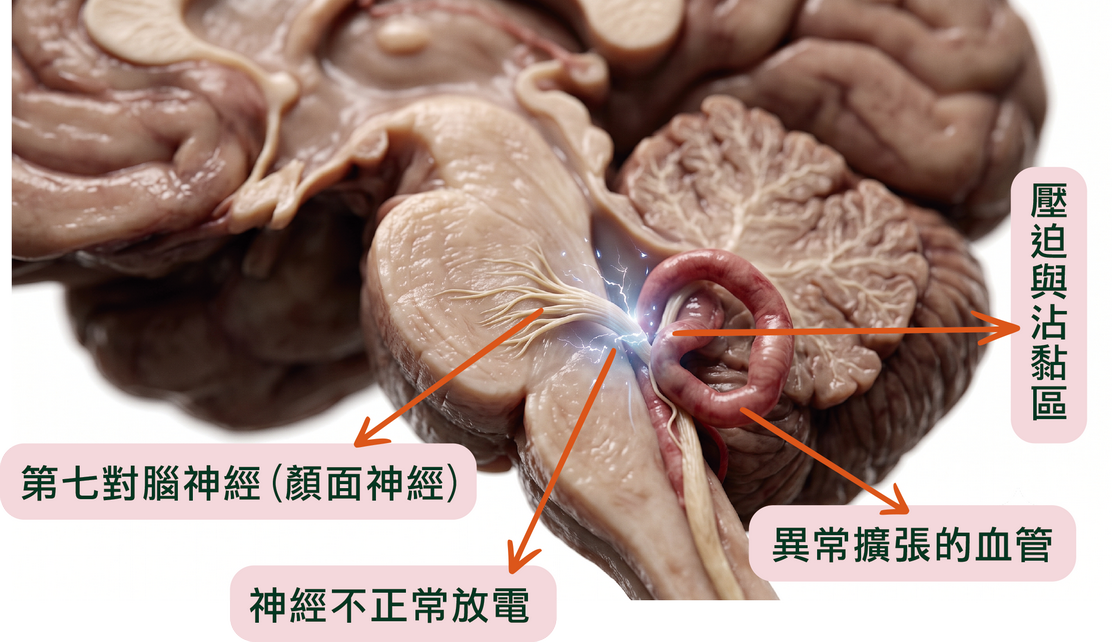 半側顏面痙攣示意圖